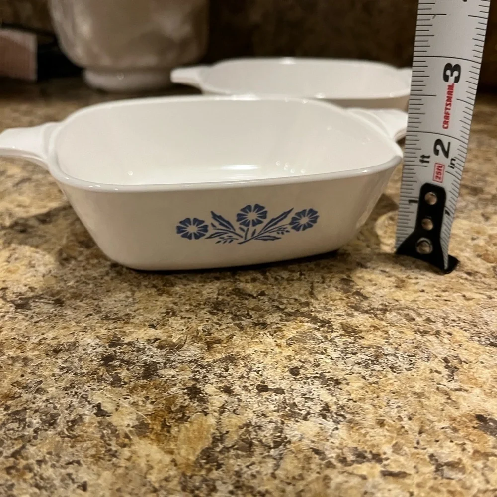 Vintage Corning Ware Petite Pans Baking Dishes Blue Floral Set of 2 Made in USA